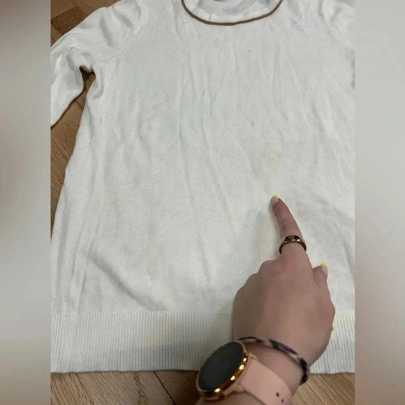 Court & Rowe Ivy League Crewneck Sweater Antique White Tan XS NWT - Picture 9 of 9